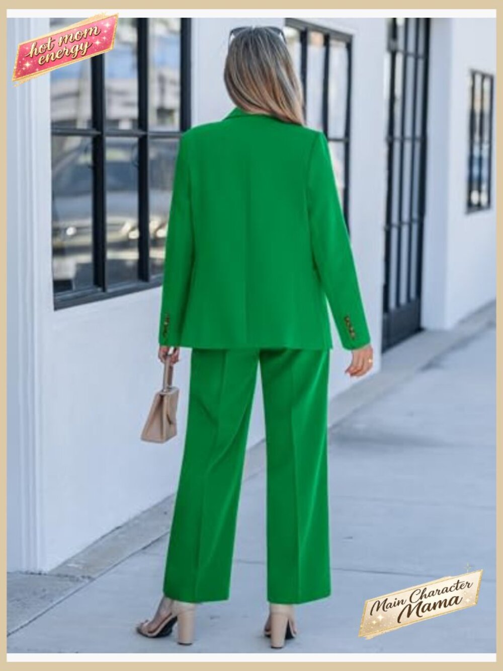 Pantsuit 2 Piece Set Blazer and Wide Leg Pants Business Professional Work - Picture 3 of 7